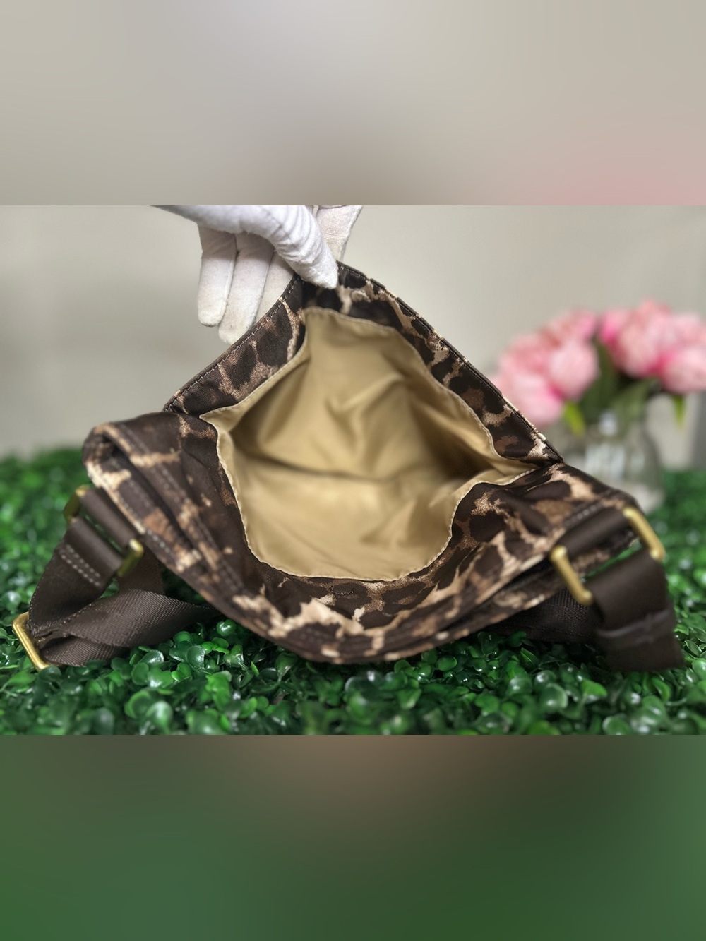 Coach F77429 Leopard Print Nylon Swingpack Crossbody Bag Brown Tan Animal Print - Picture 12 of 12